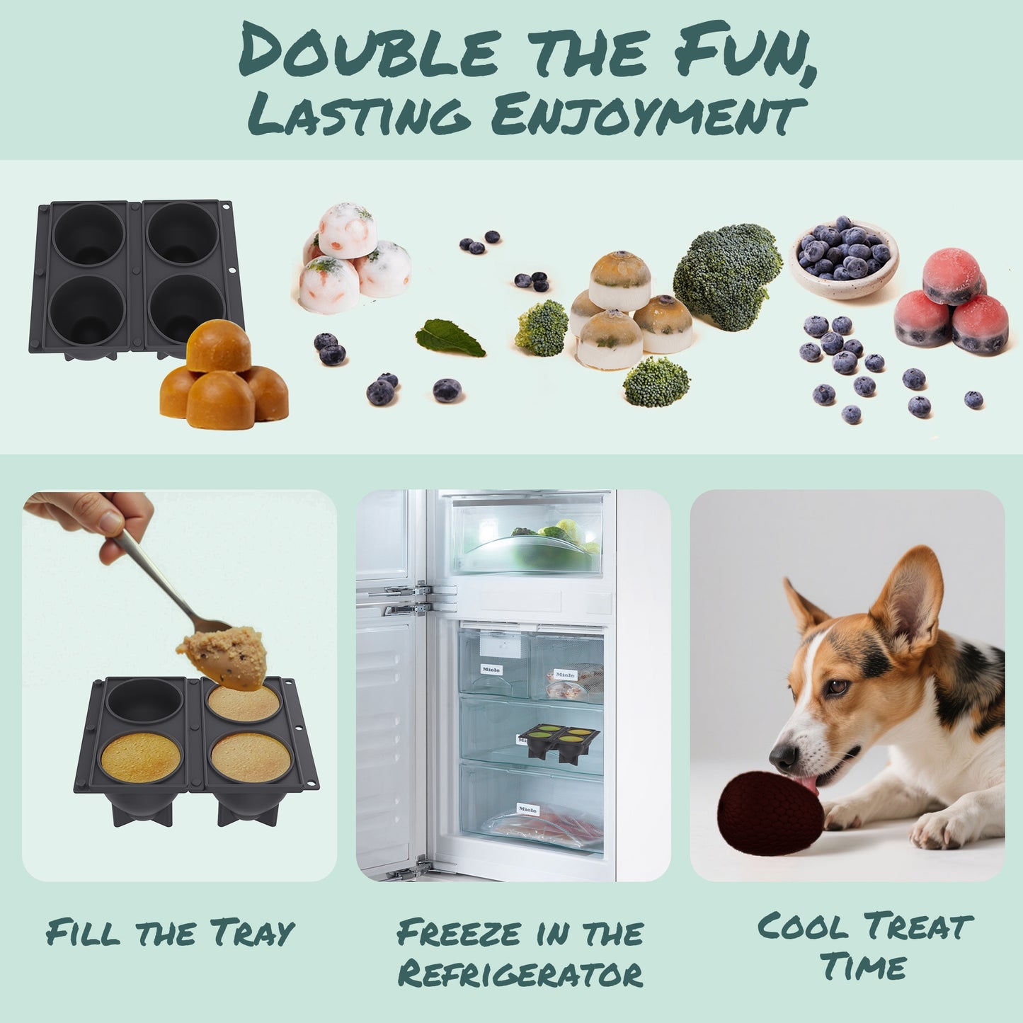 SAMFAT 2-in-1 Enrichment Chew Toy for Dogs - Frozen Treat Toy & Dispensing Dog Puzzles Toy, Fillable Rubber Interactive Toy, Keeps Dogs Busy, Reduces Anxiety, Safe & Easy to Clean
