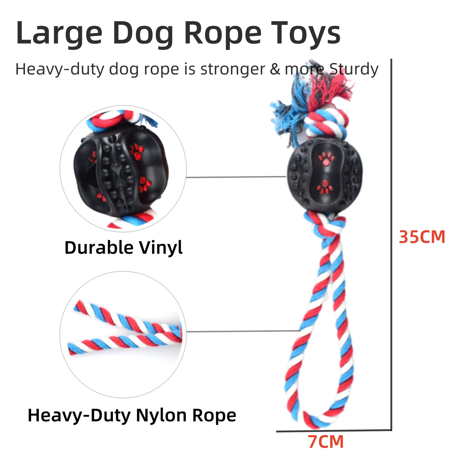 SAMFAT Dog Toy Rope Ball Toys Dog Cleaning Teeth Chew Toy Interactive Training Toy Dog Toy Ball with String