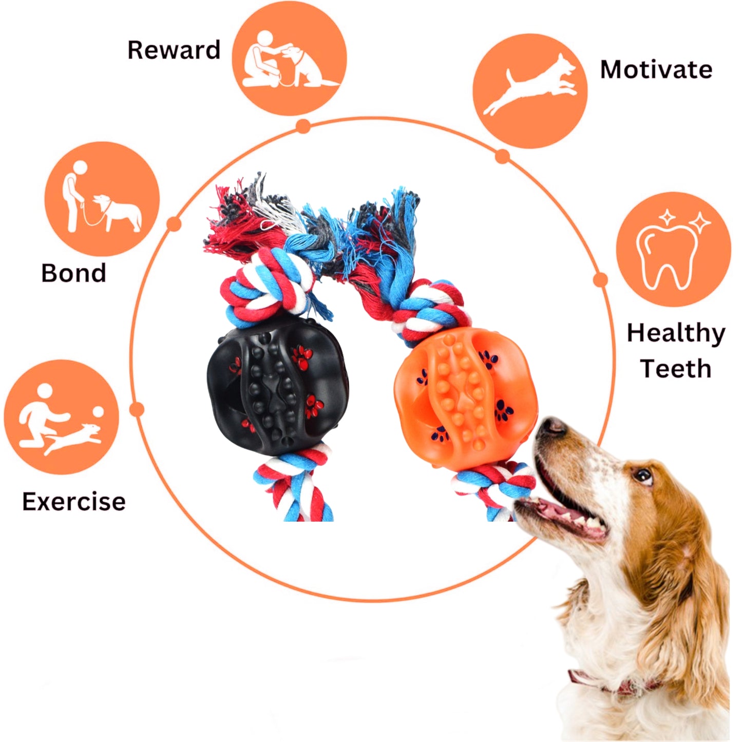 SAMFAT Dog Toy Rope Ball Toys Dog Cleaning Teeth Chew Toy Interactive Training Toy Dog Toy Ball with String