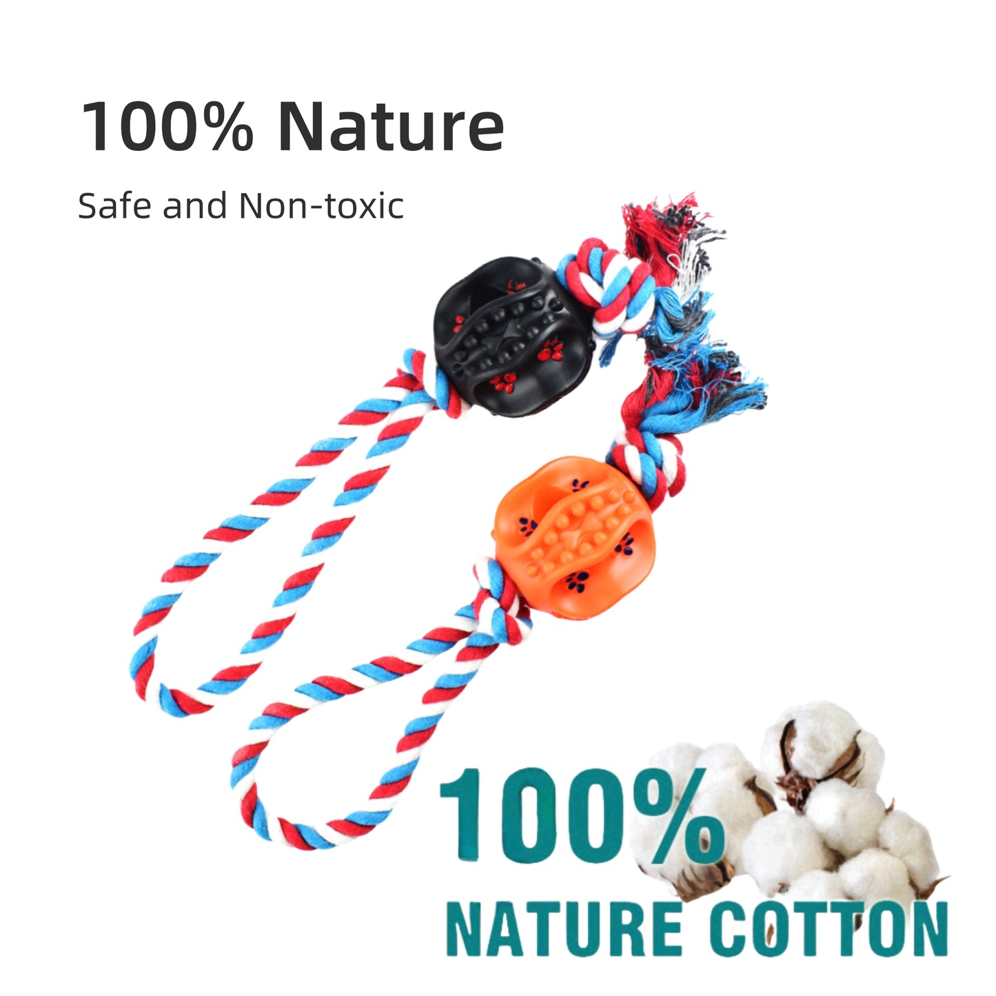 SAMFAT Dog Toy Rope Ball Toys Dog Cleaning Teeth Chew Toy Interactive Training Toy Dog Toy Ball with String