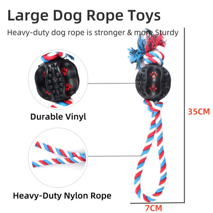 SAMFAT Dog Toy Rope Ball Toys Dog Cleaning Teeth Chew Toy Interactive Training Toy Dog Toy Ball with String