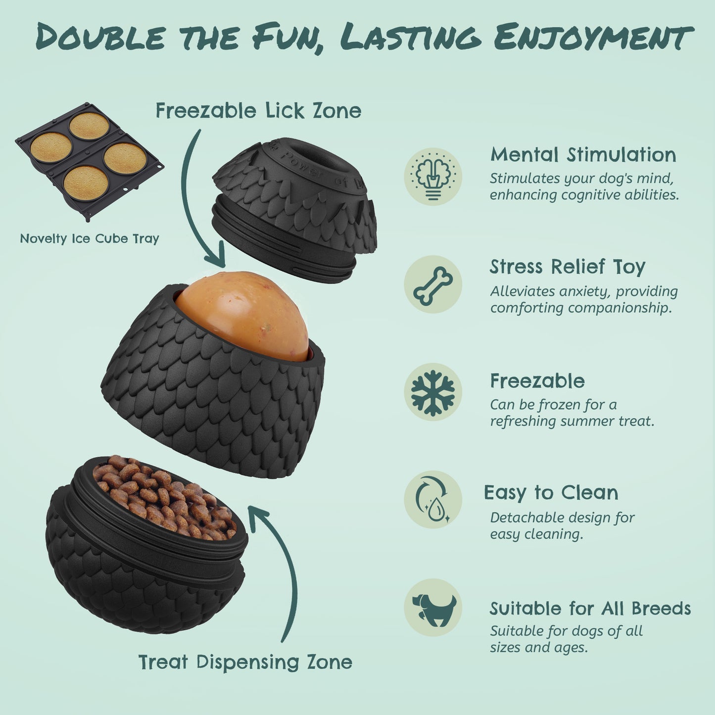 SAMFAT 2-in-1 Enrichment Chew Toy for Dogs - Frozen Treat Toy & Dispensing Dog Puzzles Toy, Fillable Rubber Interactive Toy, Keeps Dogs Busy, Reduces Anxiety, Safe & Easy to Clean